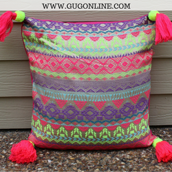 The Katie Pillow Neon Pink And Neon Yellow Jacquard Print With