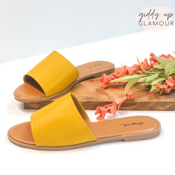 Beach Babe Slide On Sandals in Mustard Yellow