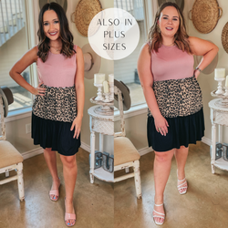 Right On Time Ruffle Tiered Leopard Print Block Dress in Mauve