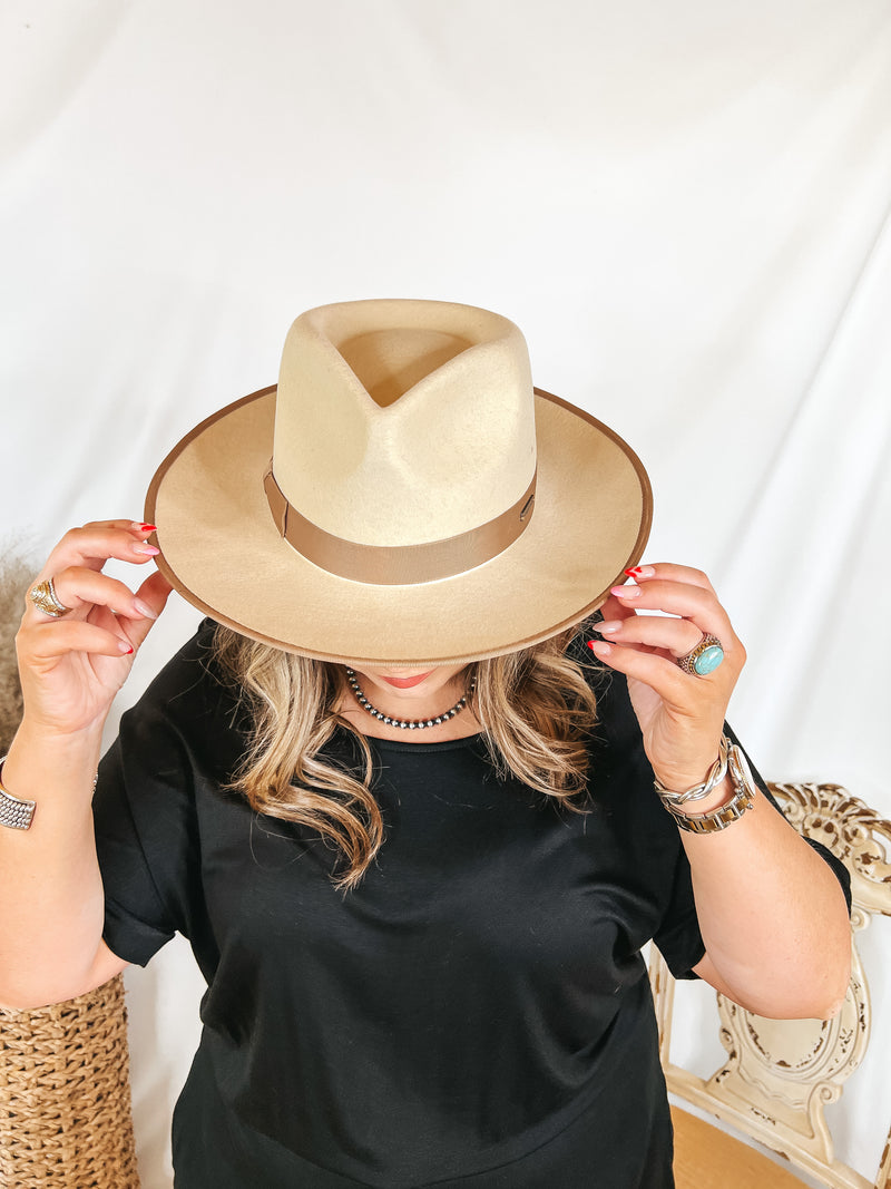 GiGi Pip | Monroe Wool Felt Rancher Hat with Ribbon Band in Off White