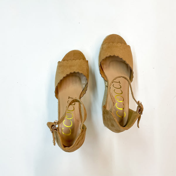 Model Shoe Size 6.5 | Passing through Paradise Espadrille Wedges in Tan