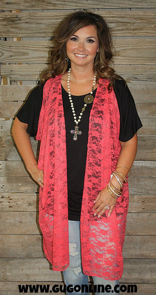 Taking Chances Lace Vest in Coral – Giddy Up Glamour Boutique