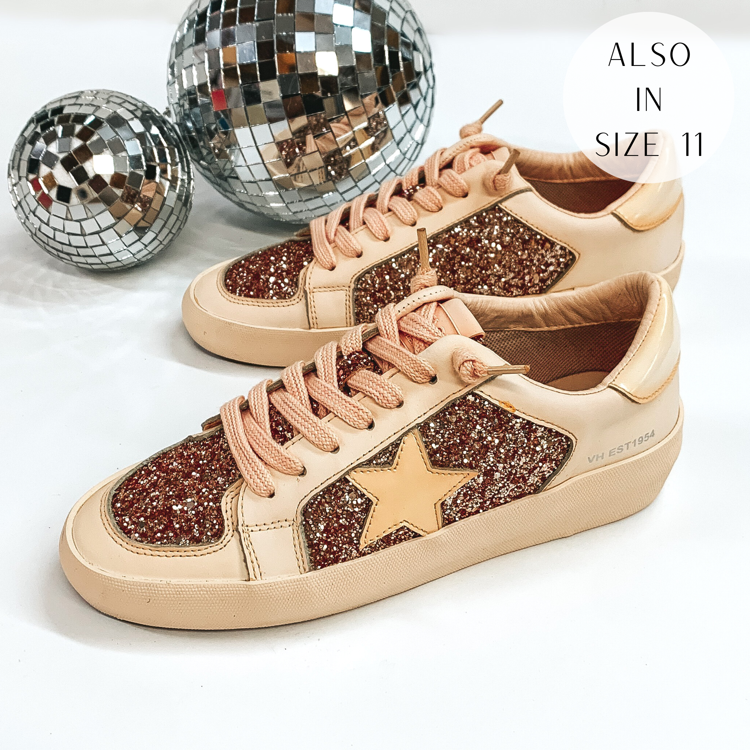 Image of Vintage Havana | Alexis Dip Dye Glitter Sneakers in Beige