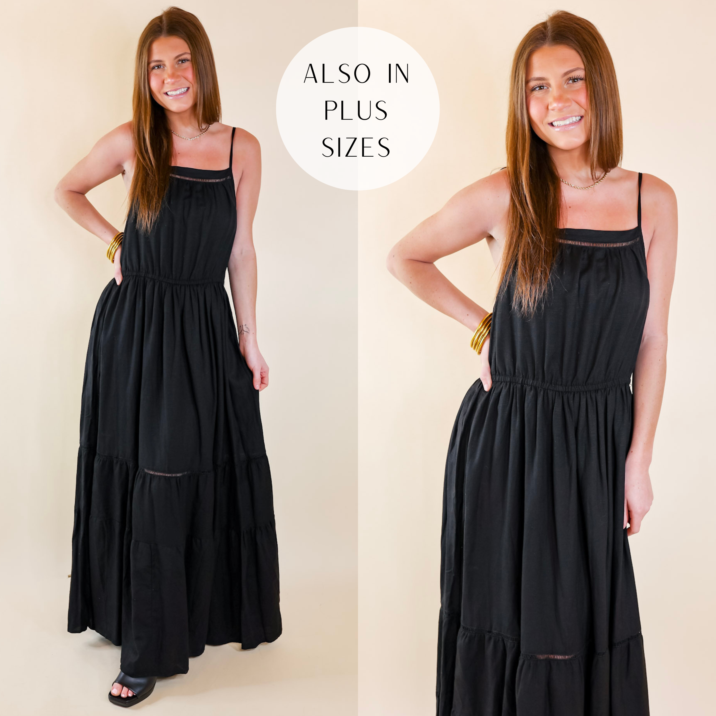 Image of Tranquil Tides Tiered Maxi Dress in Black