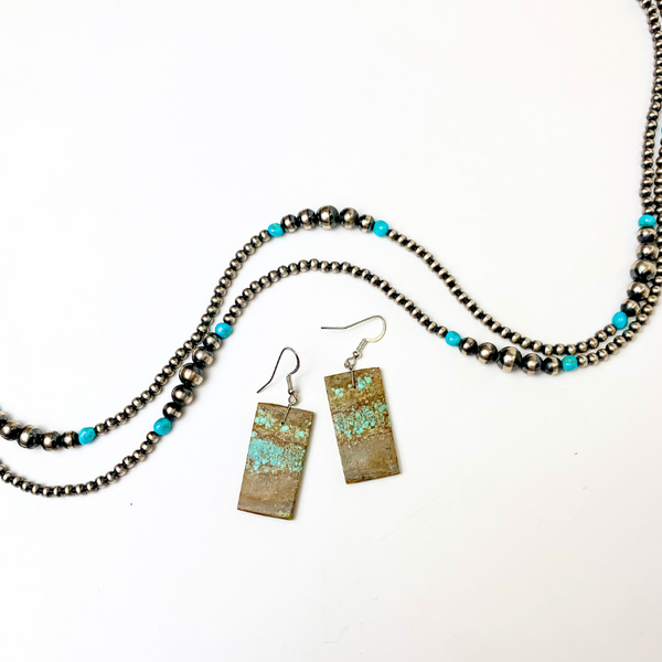 Navajo | Navajo Handmade Turquoise Rectangle Slab Earrings