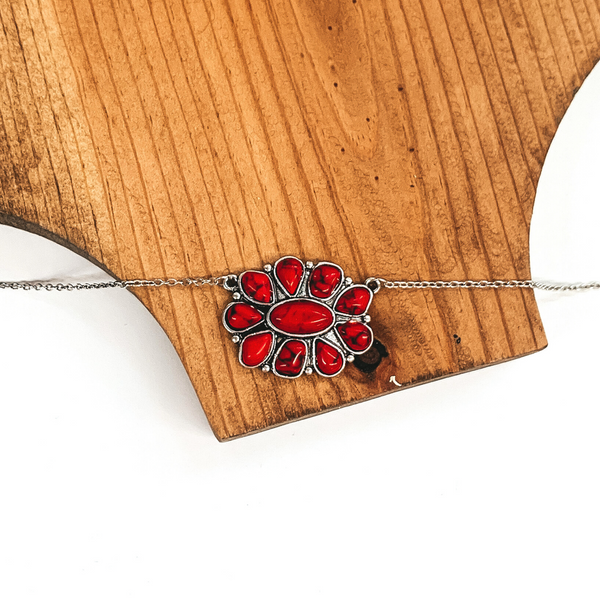 Mini Concho Necklace in Red