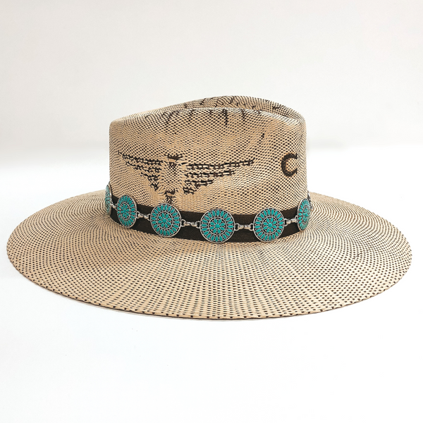 Circle Concho Hat Band with Faux Turquoise Stones