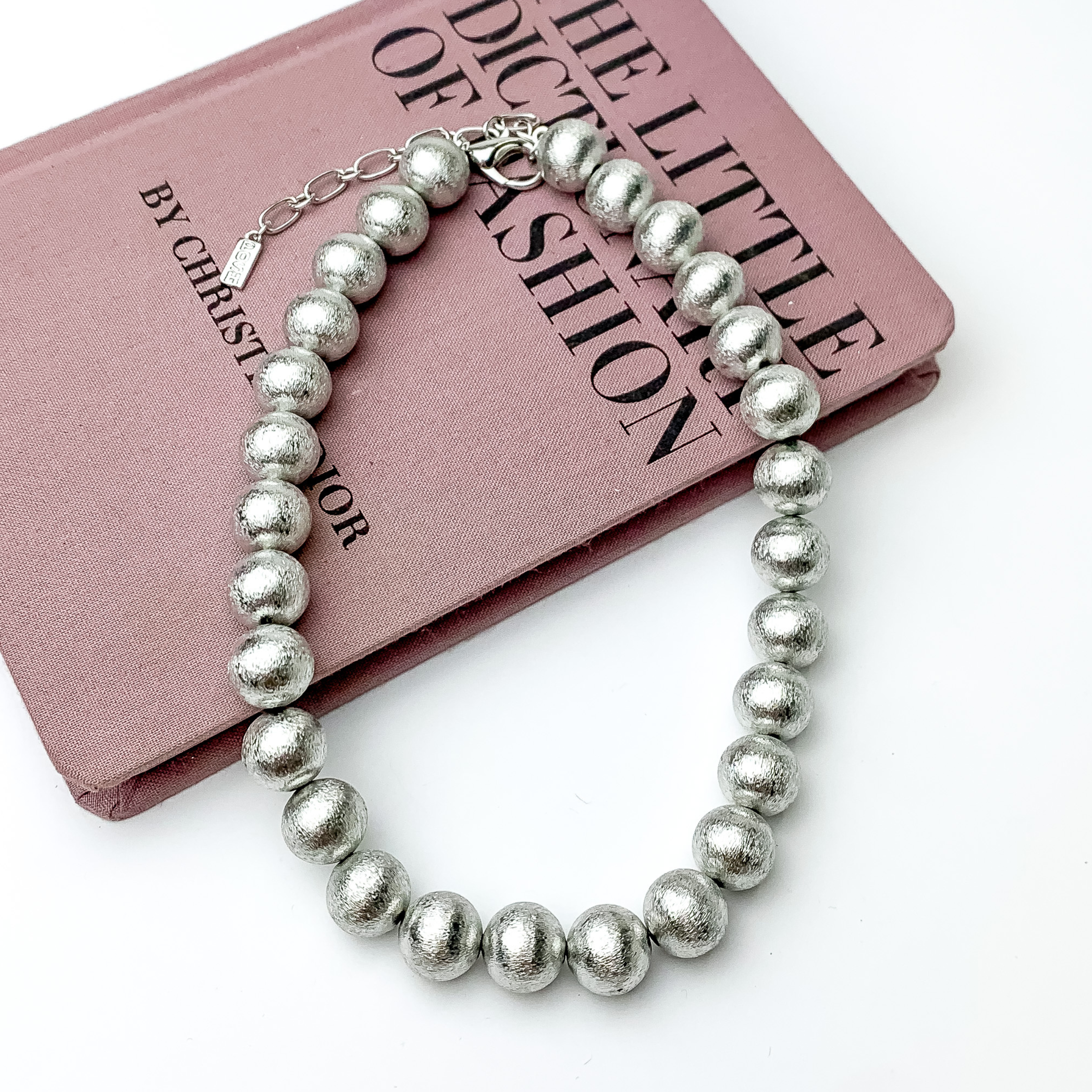 Image of Large Silver Tone Beaded Necklace