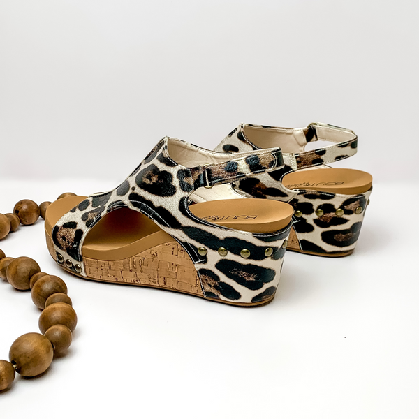 Corky's | Carley Wedge Sandals with Velcro Straps in Leopard Print