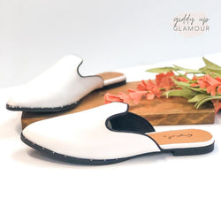 Last Chance Size 5.5, 6 & 6.5 | Meet Me in Malibu Flat Mule Slide On in White