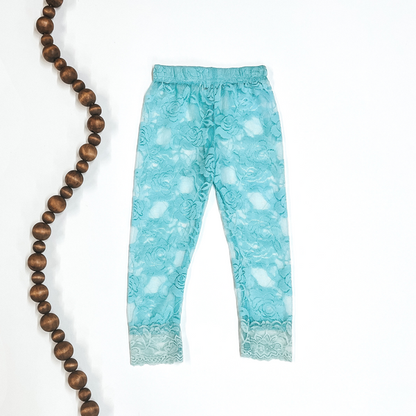 Last Chance Size Toddler Small | Children's Lace Leggings in Mint