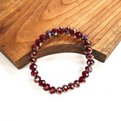 Buy 3 for $10 | Crystal Beaded Stacker Bracelet in Burgundy AB