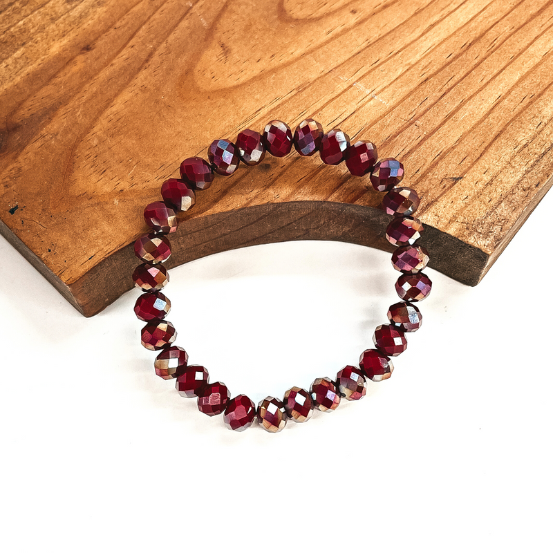 Buy 3 for $10 | Crystal Beaded Stacker Bracelet in Burgundy AB