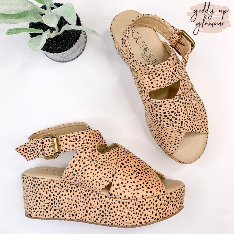 Corky's | Marseille Crossed Straps Flatform Sandals in Cheetah