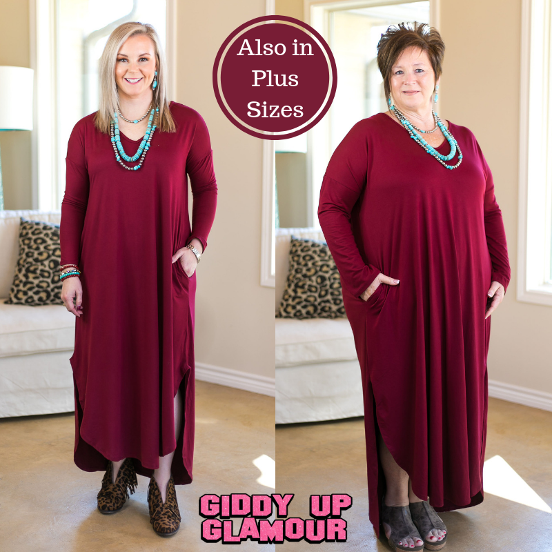 plus size maroon maxi dress