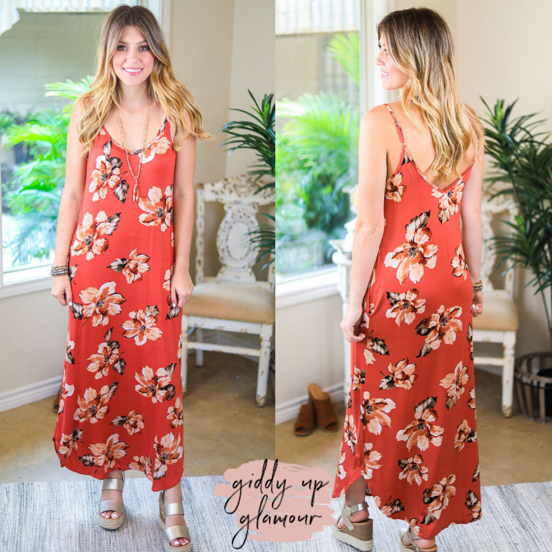 red floral maxi