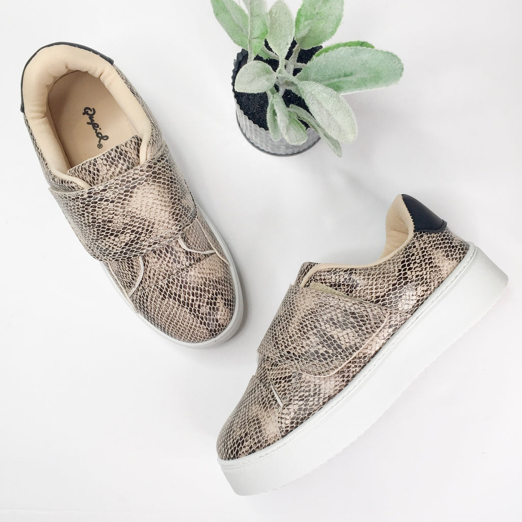 snakeskin platform sneakers