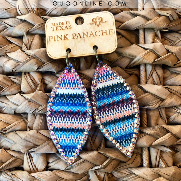 Pink Panache Serape Navette Earrings with AB Crystals