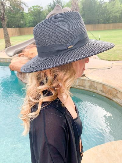 Throwing Shade Wide Brim Hat in Black