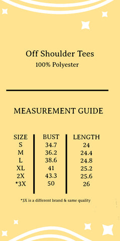 Off Shoulder Size Guide