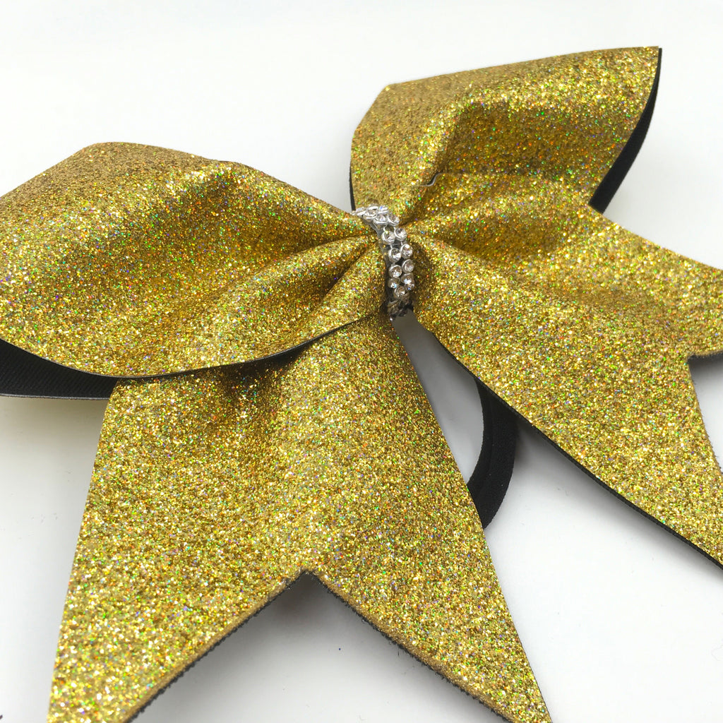 Gold Holographic Glitter Cheer Bow - Bling Bow Love