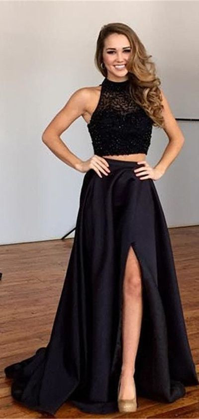 Two Pieces Black Prom Dress, Graduation 