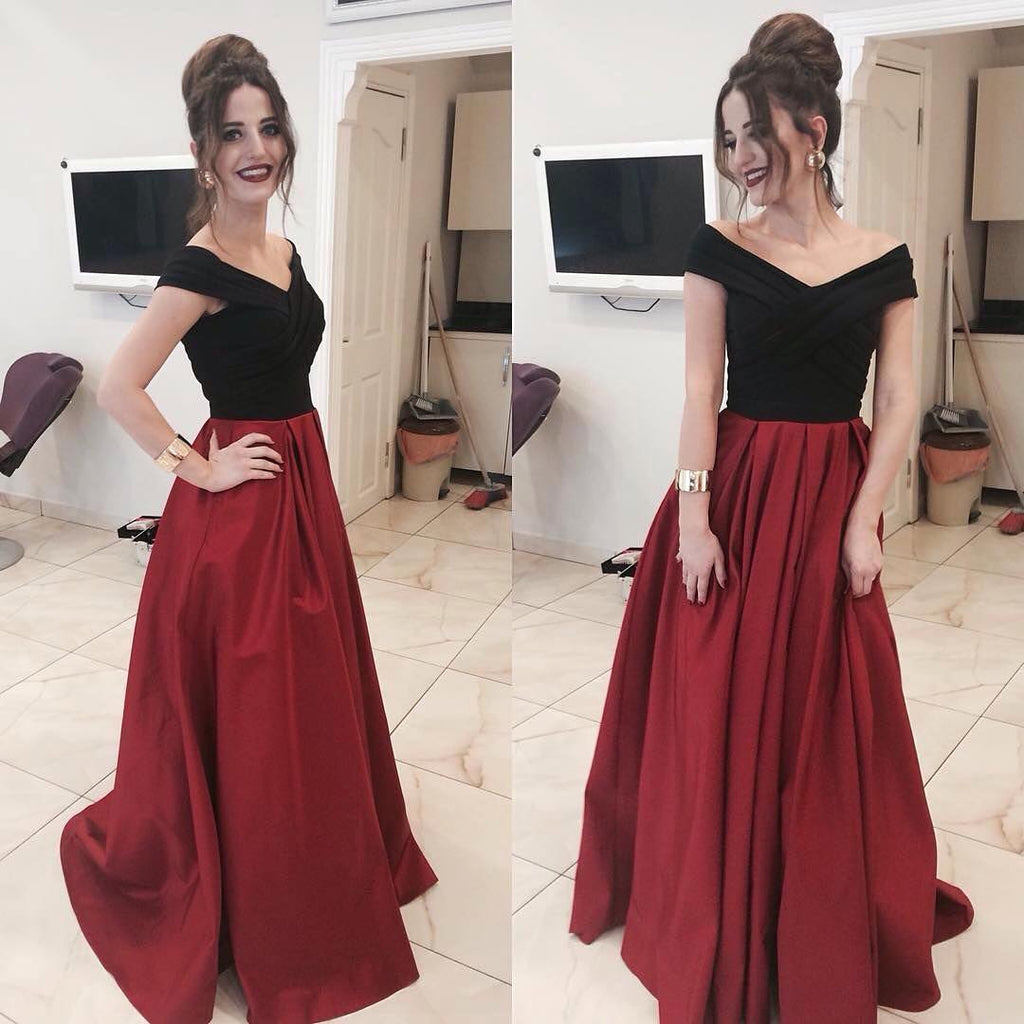 black and burgundy prom dress