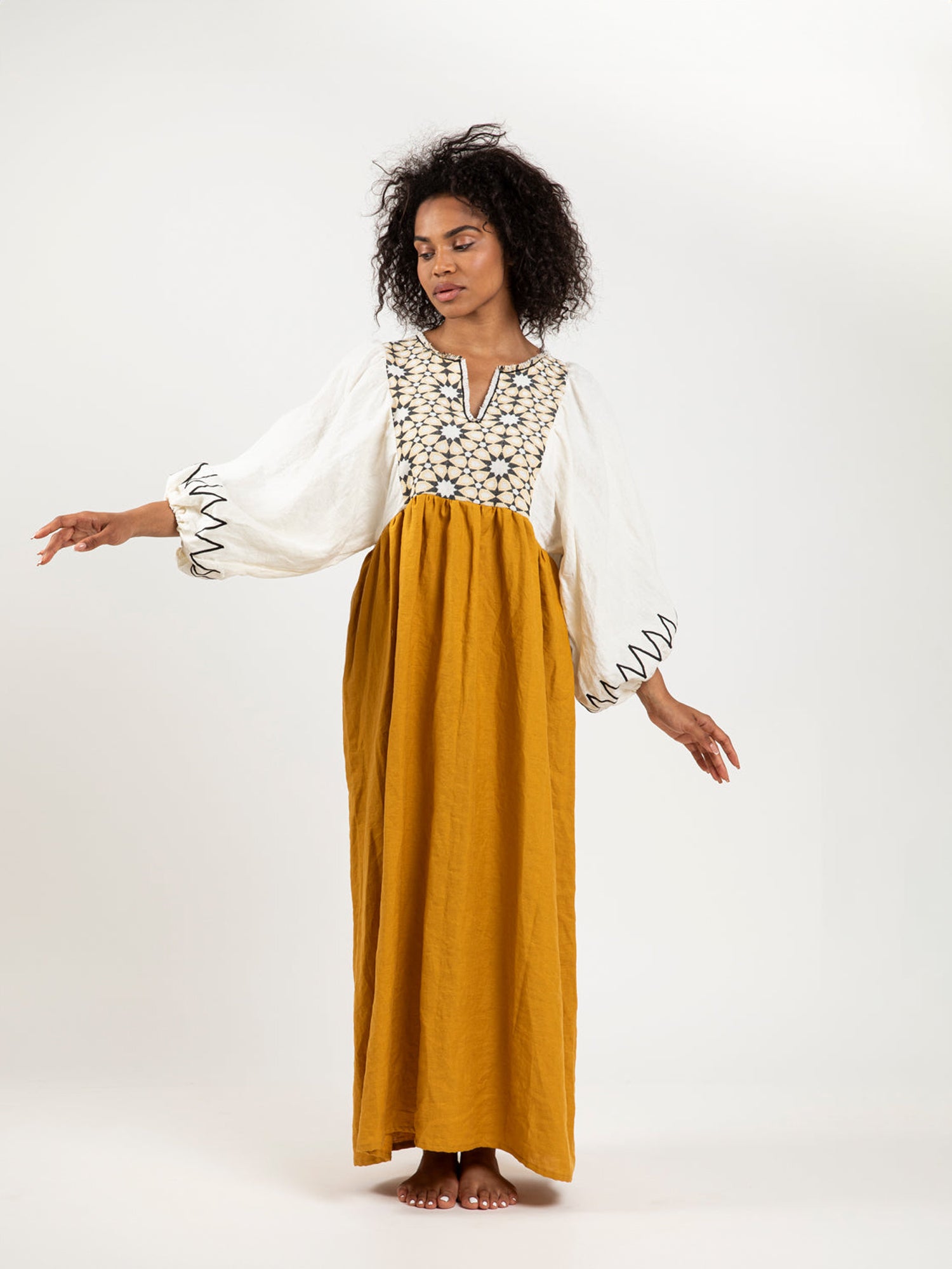 LUMINARIA DRESS NATURAL OCHRE