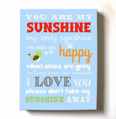 Bring Me Sunshine Art Wall Canvas Typography Inspiring Quote 