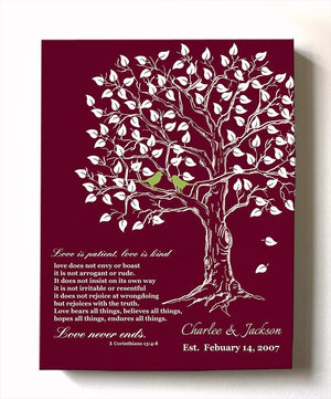 Muralmax Personalized Inspirational Canvas Tree Art Verse - Family Is What Happens When Two People Fall in Love - Wall Decor Gifts for Milestones