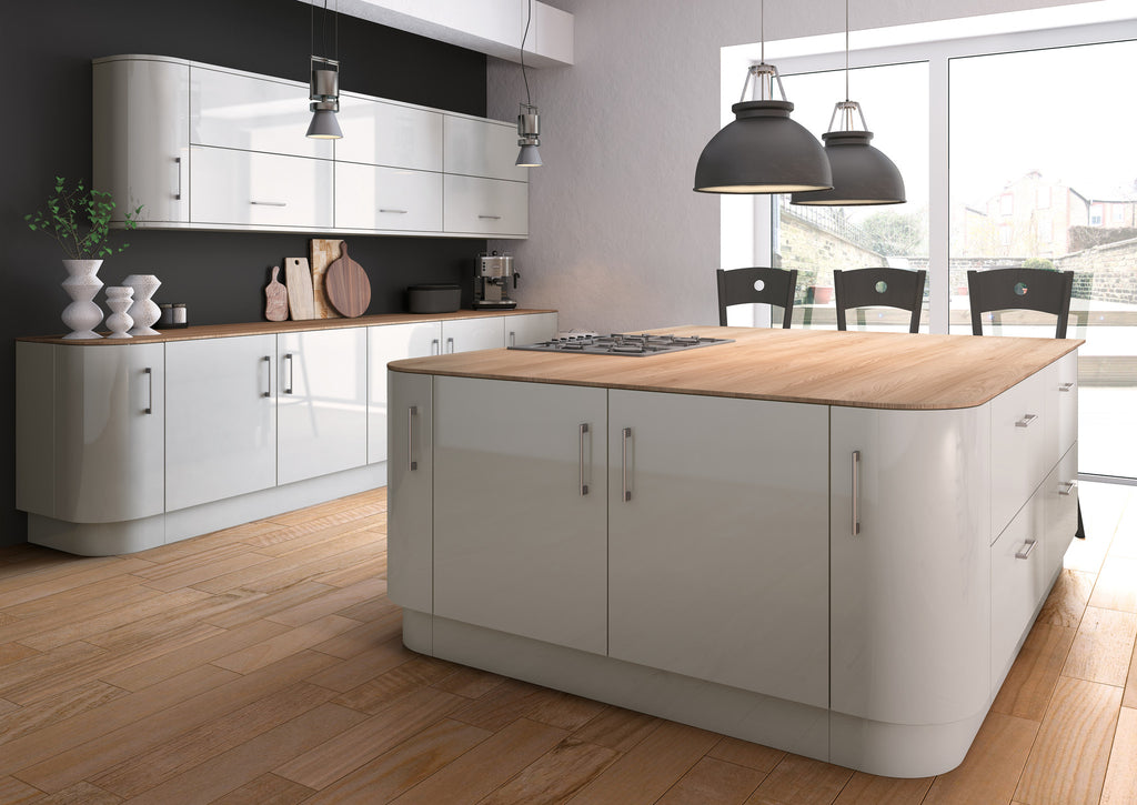 high gloss light grey kitchen cabinet