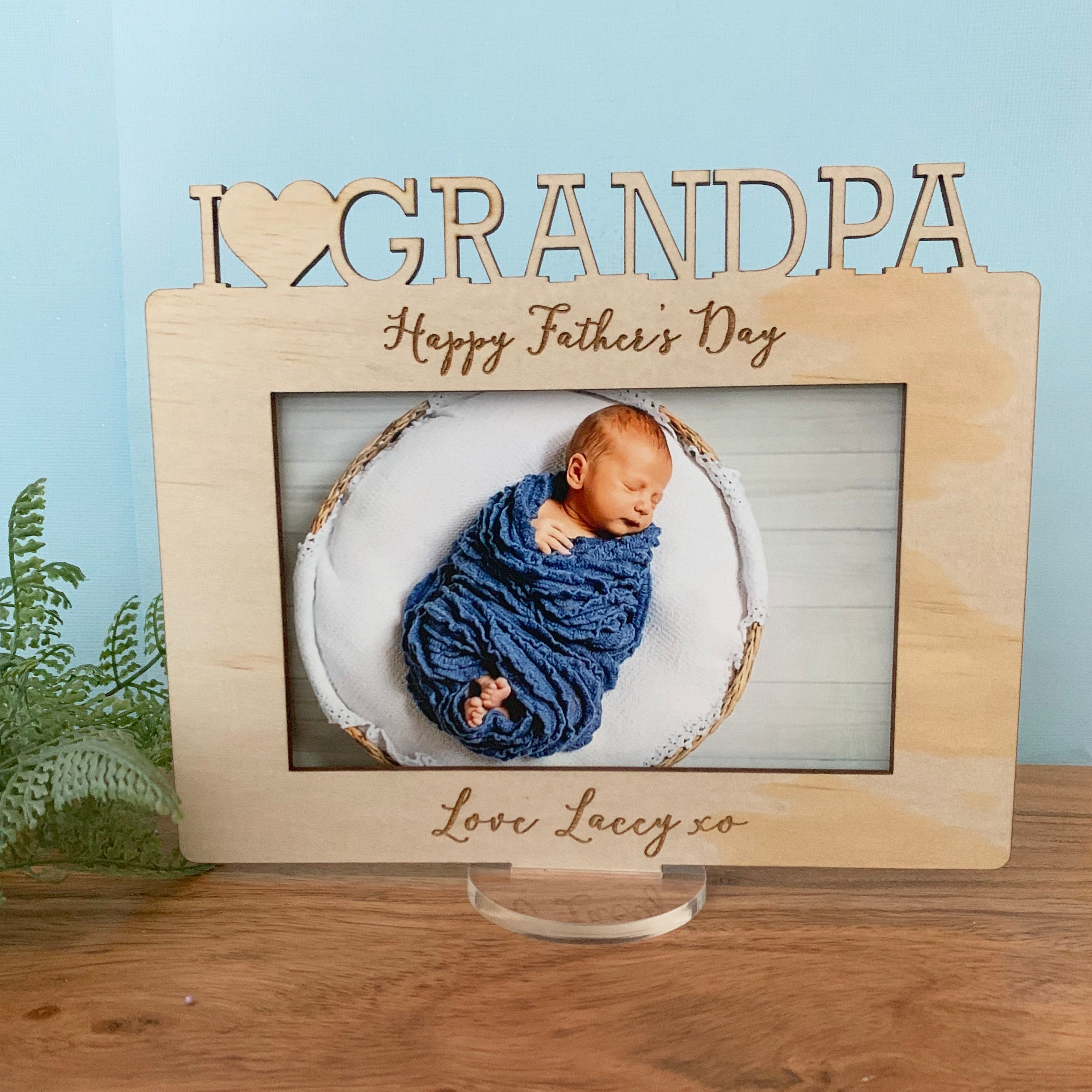 Fathers Day Picture Frames - Father S Day Personalized Wooden Engraved Picture Frame Dad Daddy Grandpa Papa Things Never Forgotten - Picture frame on wooden table.