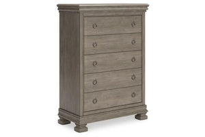 Ashley Furniture Lexorne 5 Drawer Chest in Light Gray - Smart Neighbor