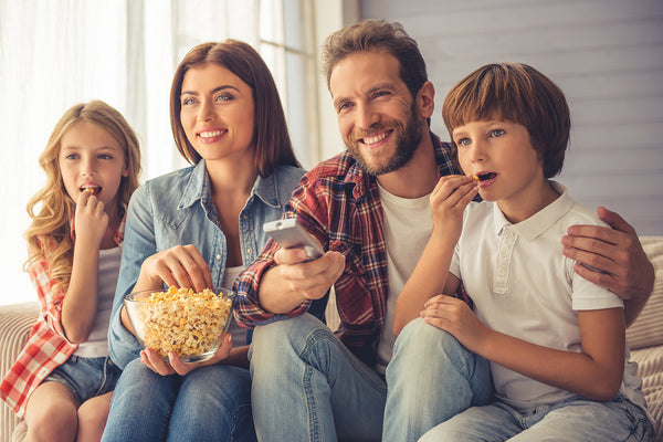 family watching tv