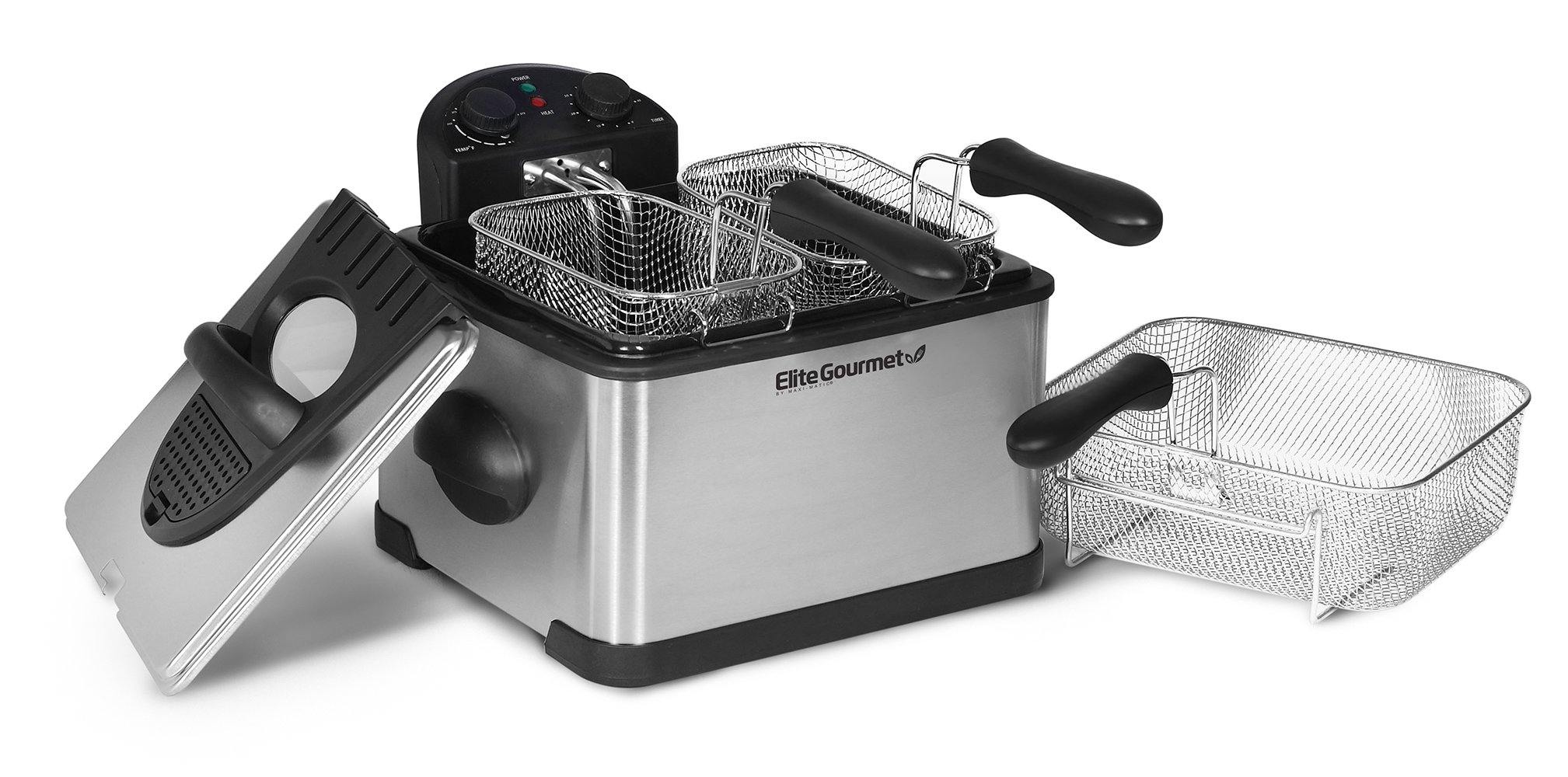 Elite 4qt Dual Basket Stainless Steel Deep Fryer - Smart Neighbor product image