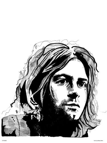 kurt cobain black and white poster