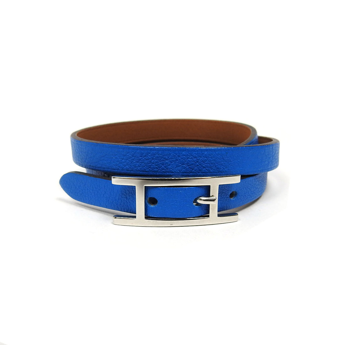 Hermes Behapi Triple Tour Bleu Electrique Leather Bracelet – I MISS YOU