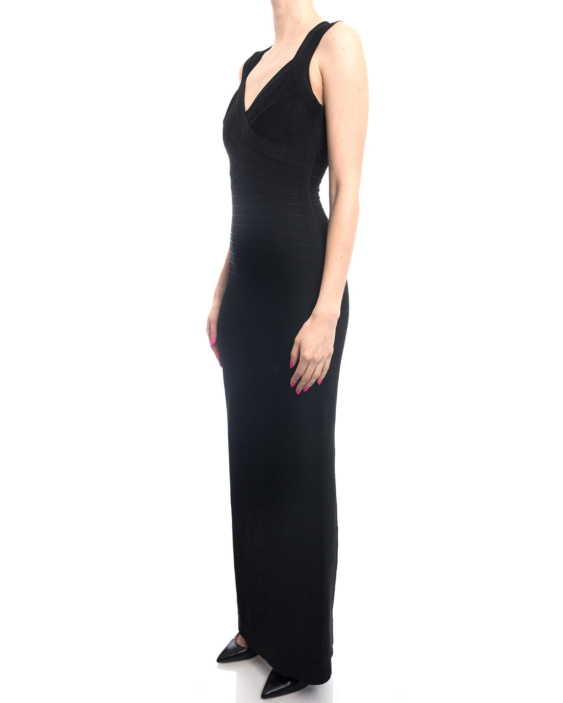 Herve Leger Black Bodycon Bandage Long Evening Gown - M – I MISS YOU ...