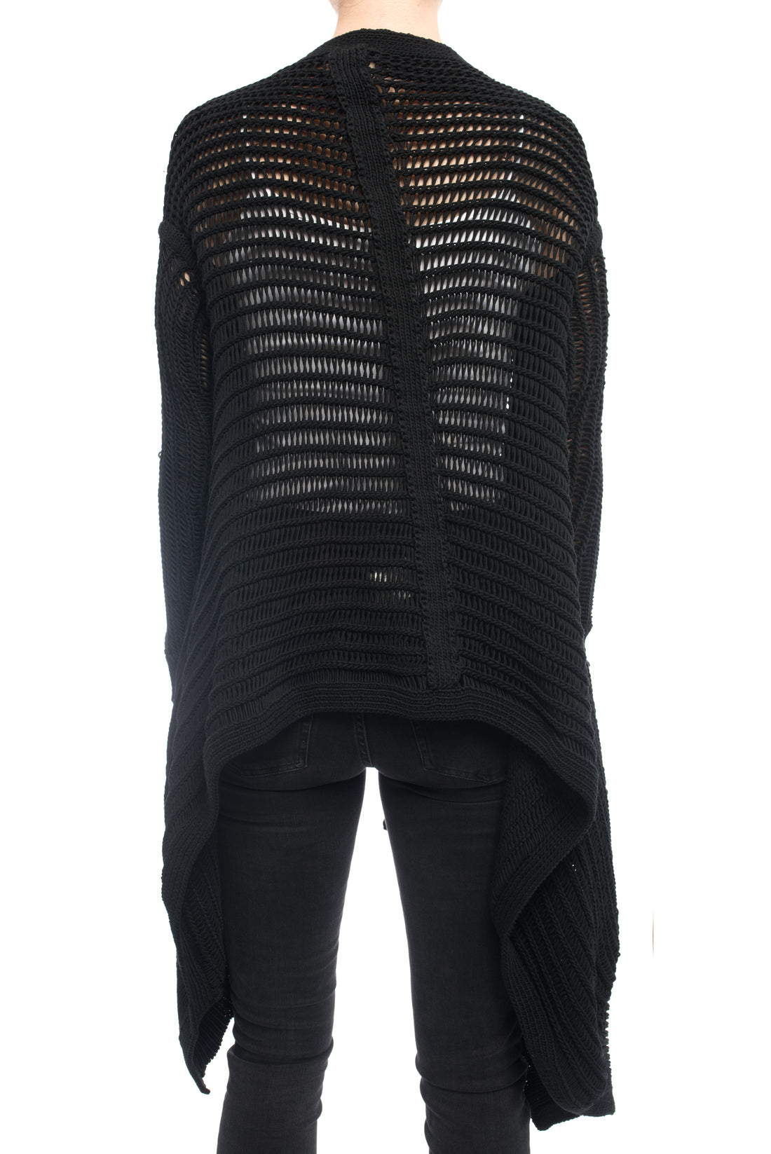 Rick Owens Cyclops SS16 Black Loose Knit Wrap Cardigan - S