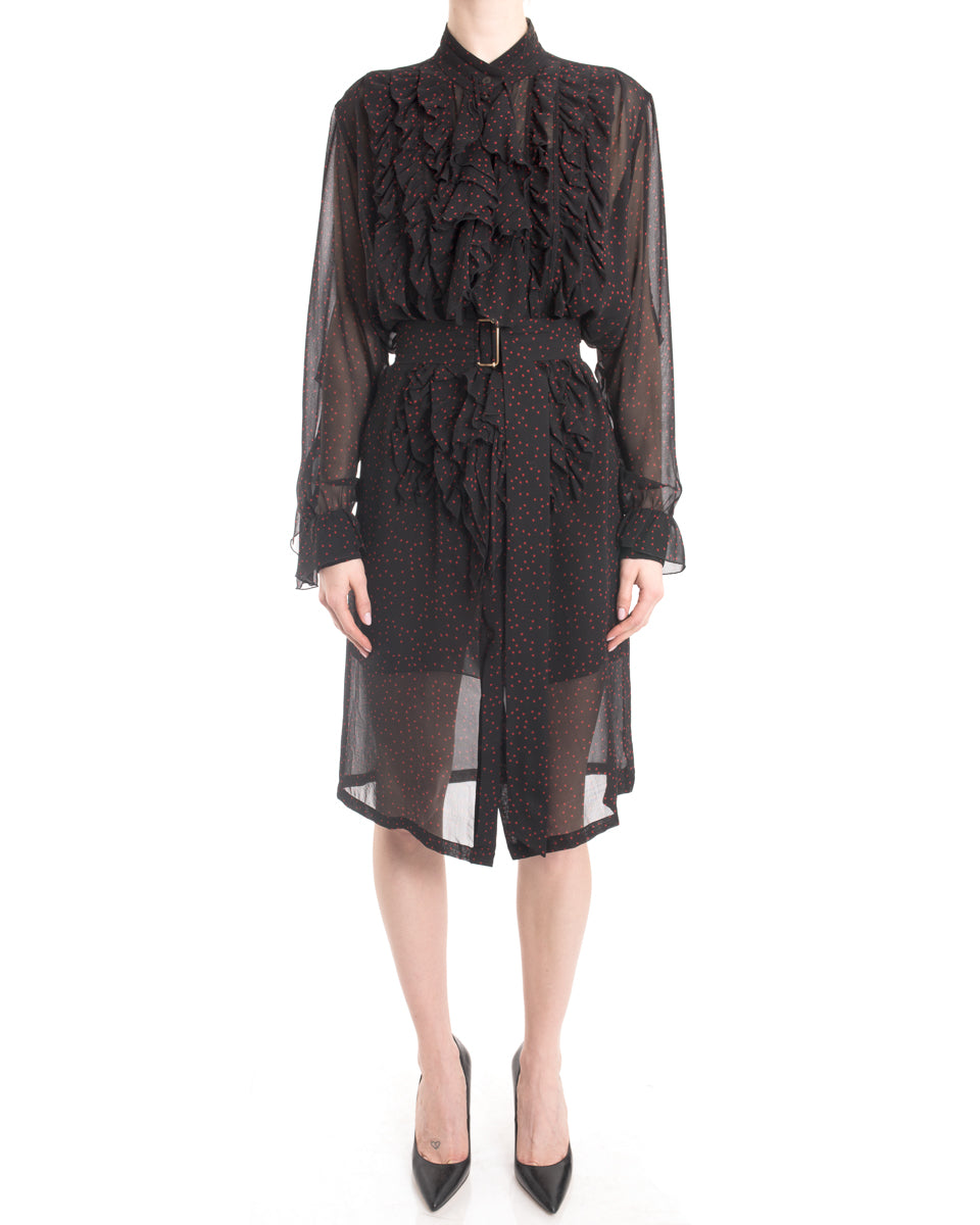 Dries Van Noten Sheer Black Shirt Dress with Red Stars - M – I MISS YOU ...