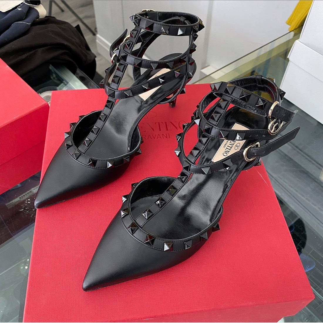 Valentino Triple Cage Noir Rock Stud Heels 65mm - 36.5 – I MISS YOU VINTAGE