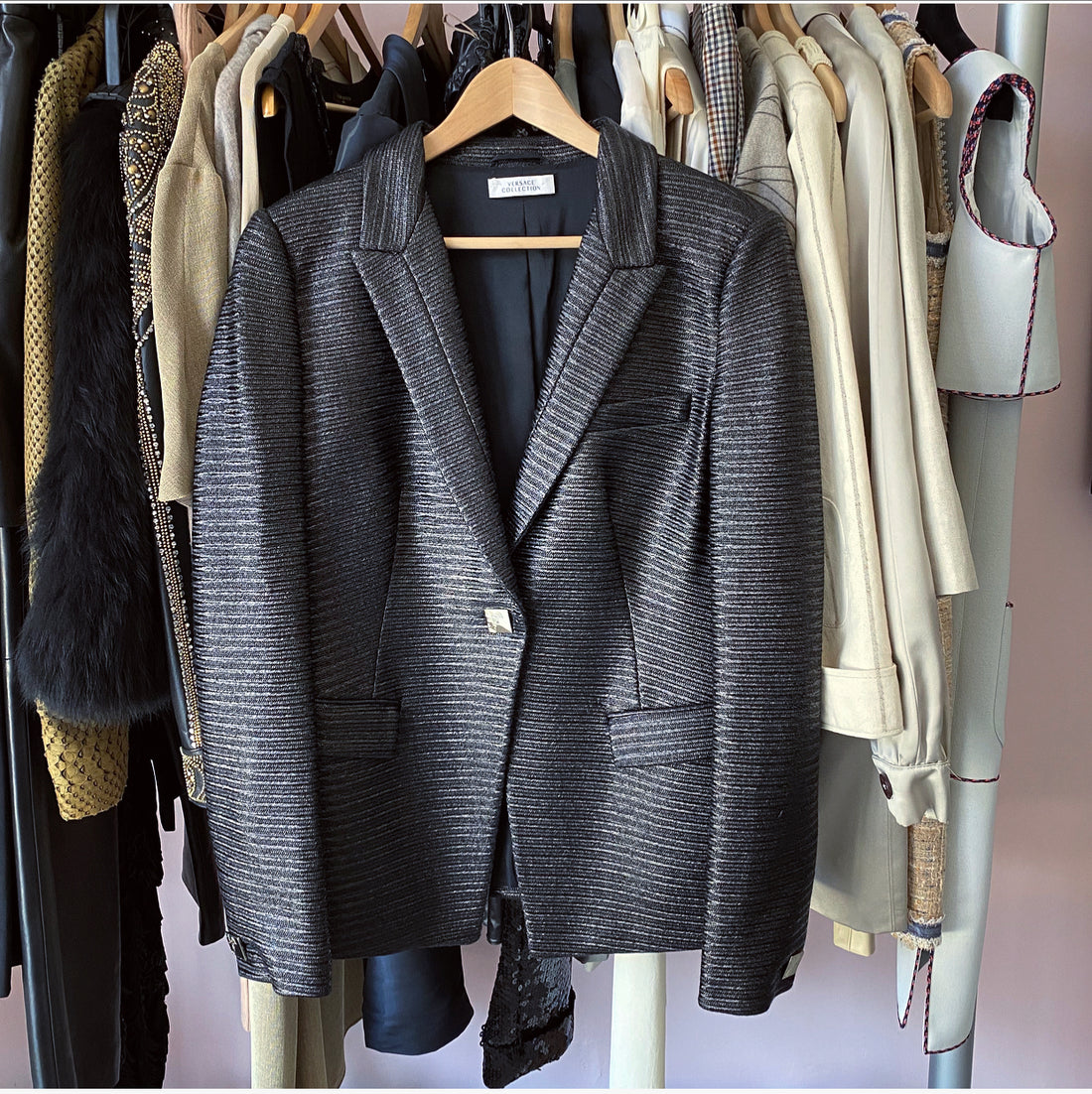 Versace Collection Black Coated Blazer Jacket - 10 – I MISS YOU VINTAGE