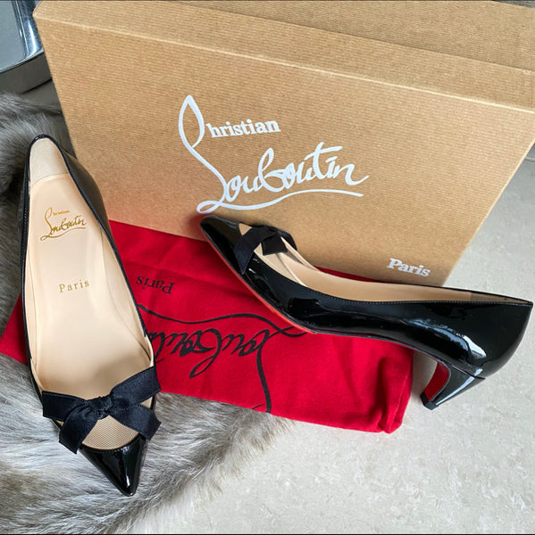 Christian Louboutin Black Patent Love Me 45 Heels - 34.5 – I MISS YOU ...