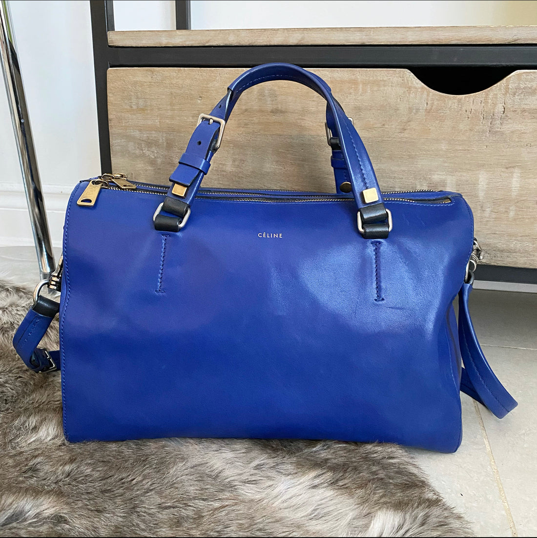 Celine Blue Leather Duffle Two-Way Bag – I MISS YOU VINTAGE
