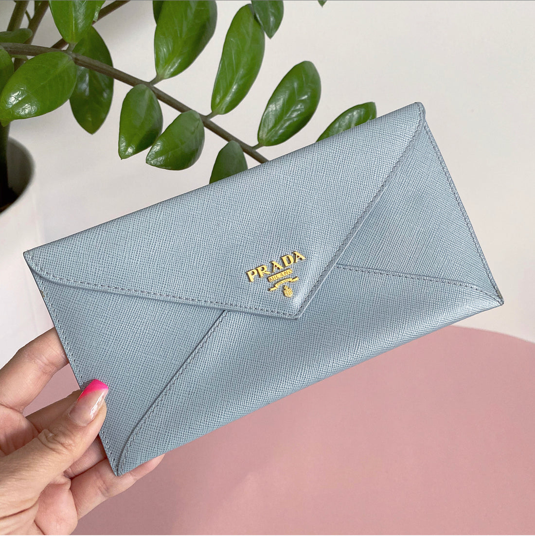 Prada Light Blue Saffiano Envelope Wallet / Pouch – I MISS YOU VINTAGE