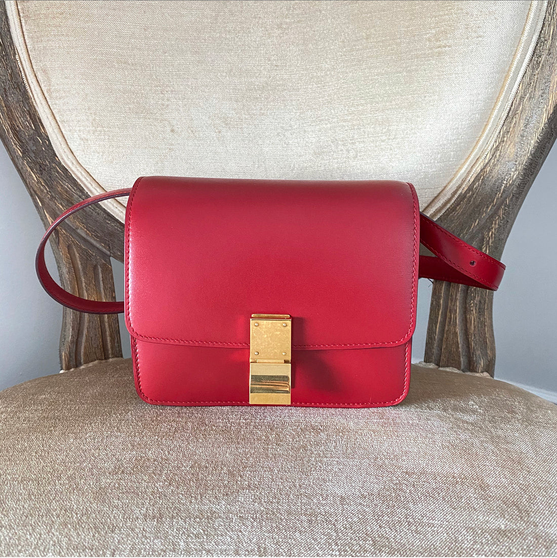 Celine Small Classic Red Leather Box Bag – I MISS YOU VINTAGE