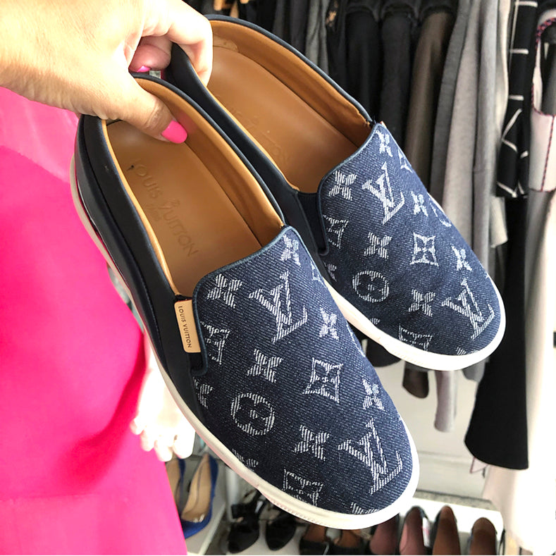 Louis Vuitton Denim Monogram Slip on Sneakers - 6 – I MISS YOU VINTAGE