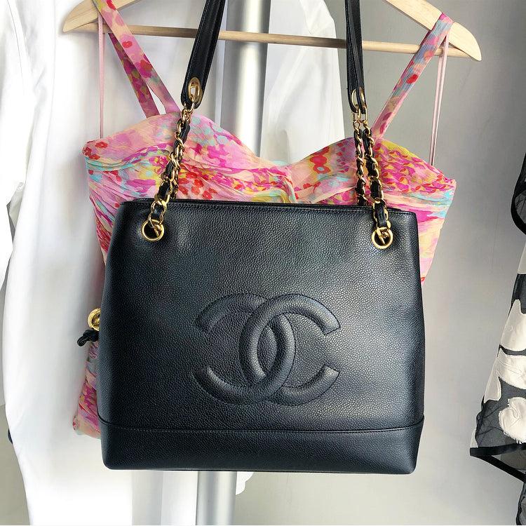 chanel black caviar tote