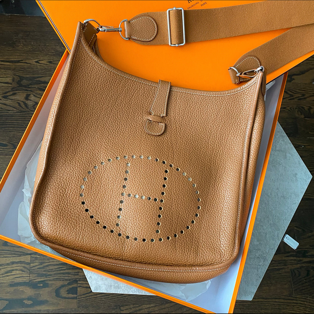 hermes evelyne bag gold