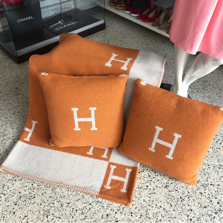 hermes orange throw blanket